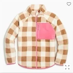 J. Crew Factory Plaid Woven Sherpa Zip-Up Jacket